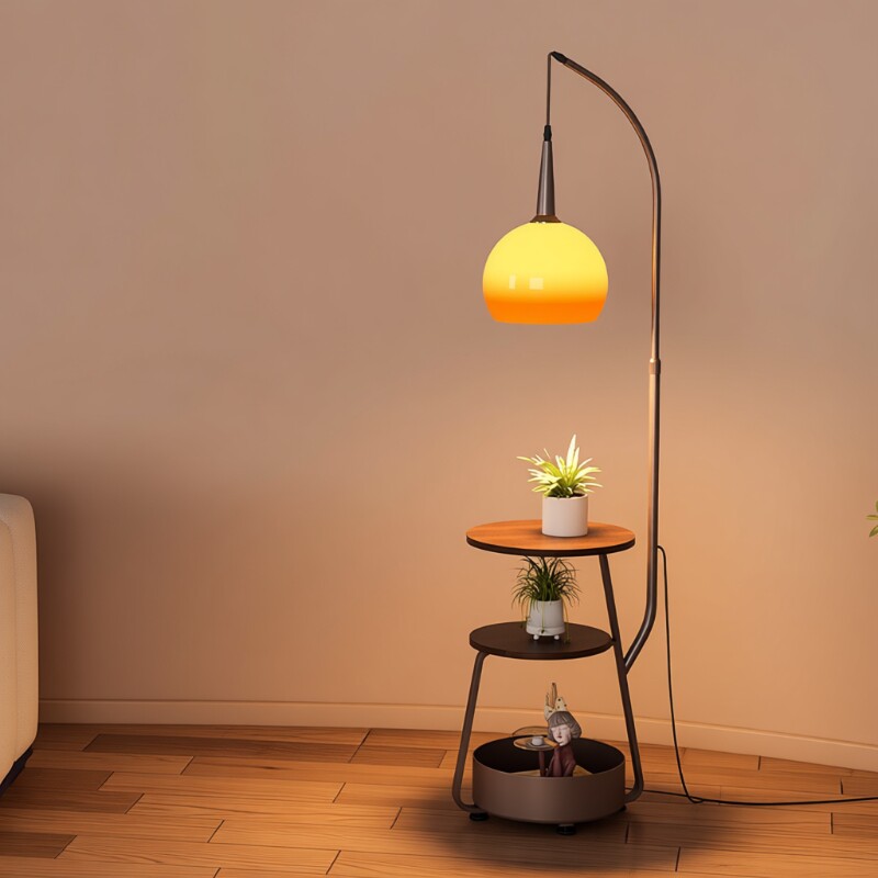 法式中古风落地灯客厅卧室床头柜沙发旁边几美式复古置物茶几一体