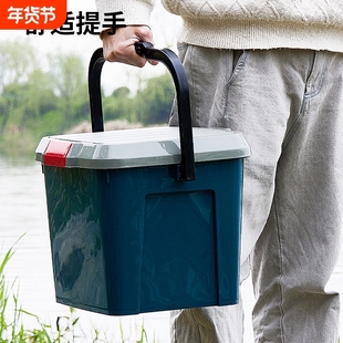 钓鱼桶可坐手提塑料方形水桶剧组现场箱户外储物桶车载洗车活鱼桶