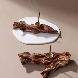 天然风化木香插底座香座实木原木线香创意禅意香插办公室家居摆件