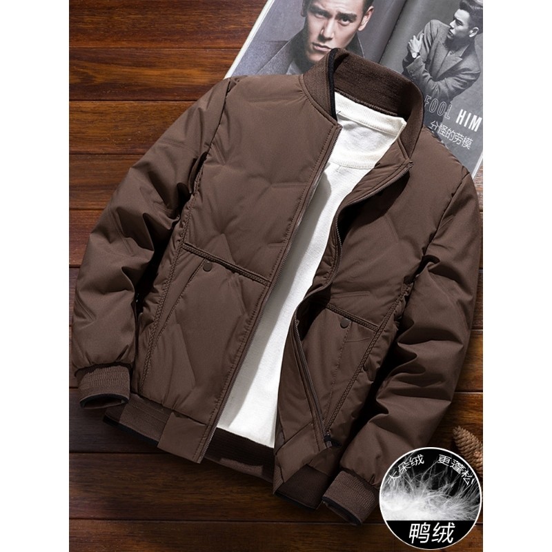 户外加厚羽绒服男秋冬季2025新款爸爸冬装中老年保暖夹克立领鸭绒