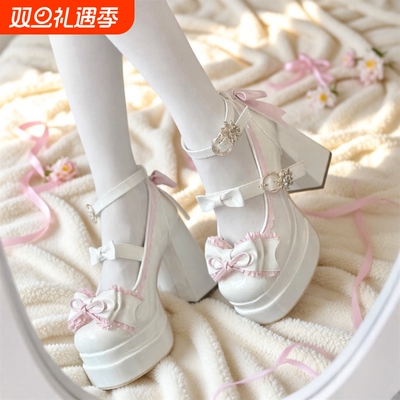 梦幻蝴蝶原创Lolita高跟鞋子女粗跟lo鞋圆头甜美洛丽塔玛丽珍单鞋