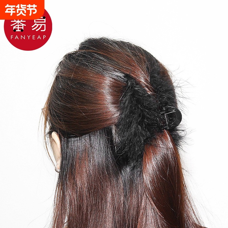 羽毛抓夹A1vo001-鲨鱼夹黑色羽毛抓夹毛绒鲨鱼夹后脑勺发卡头饰,饰品/流行首饰/时尚饰品新,发饰,淘宝优惠券,粉丝福利购,淘宝优惠卷