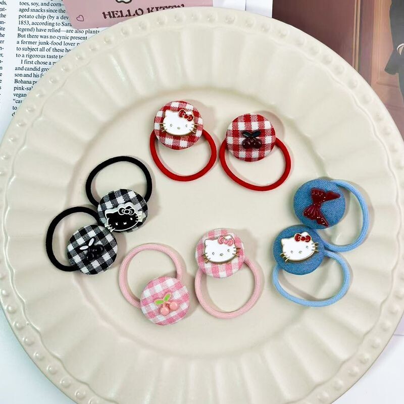 儿童发饰可爱Kt猫格子发夹百搭小清新刘海夹鸭嘴夹宝宝全包边夹