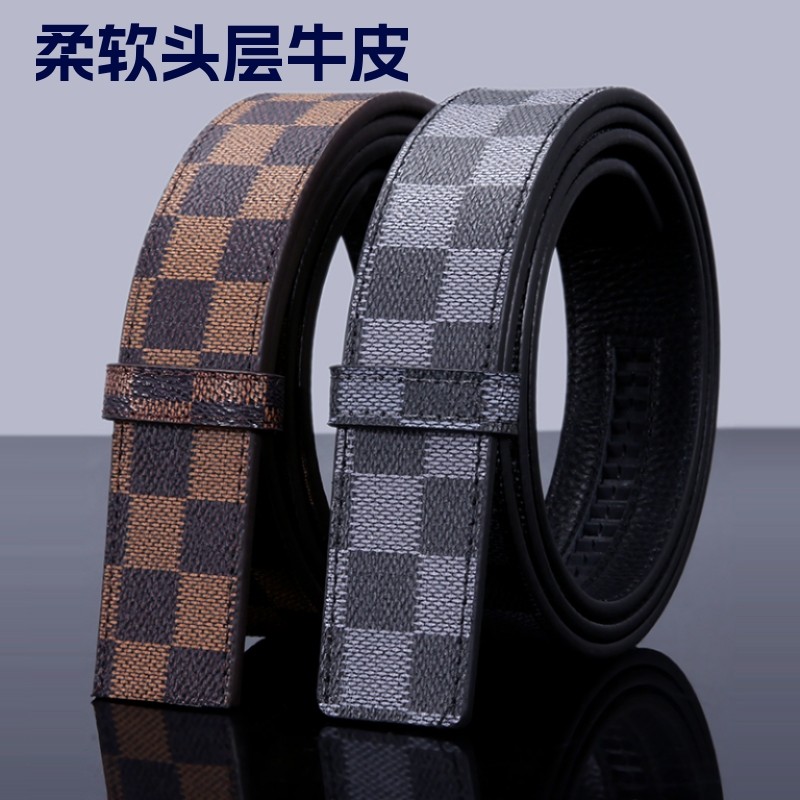 头层纯牛皮无头皮带真皮高档腰带自动扣不带头裤带皮带条商务双面