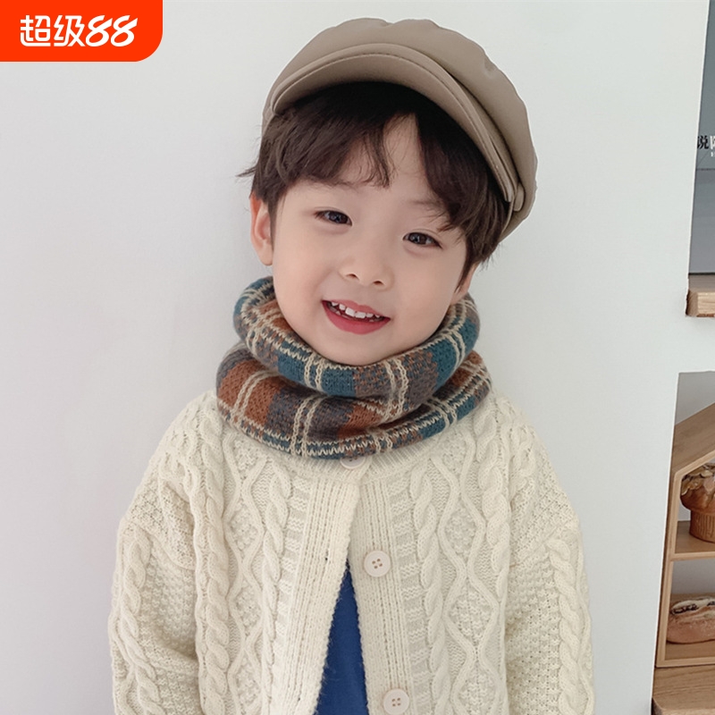 儿童围脖秋冬保暖针织宝宝脖套韩版时尚男童女童毛线围巾亲子潮