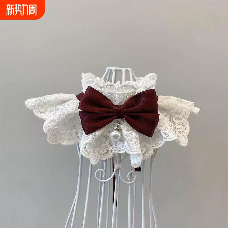 宠物铃铛项圈蝴蝶结围脖布偶领结蕾丝围嘴猫咪装饰品狗狗口水巾