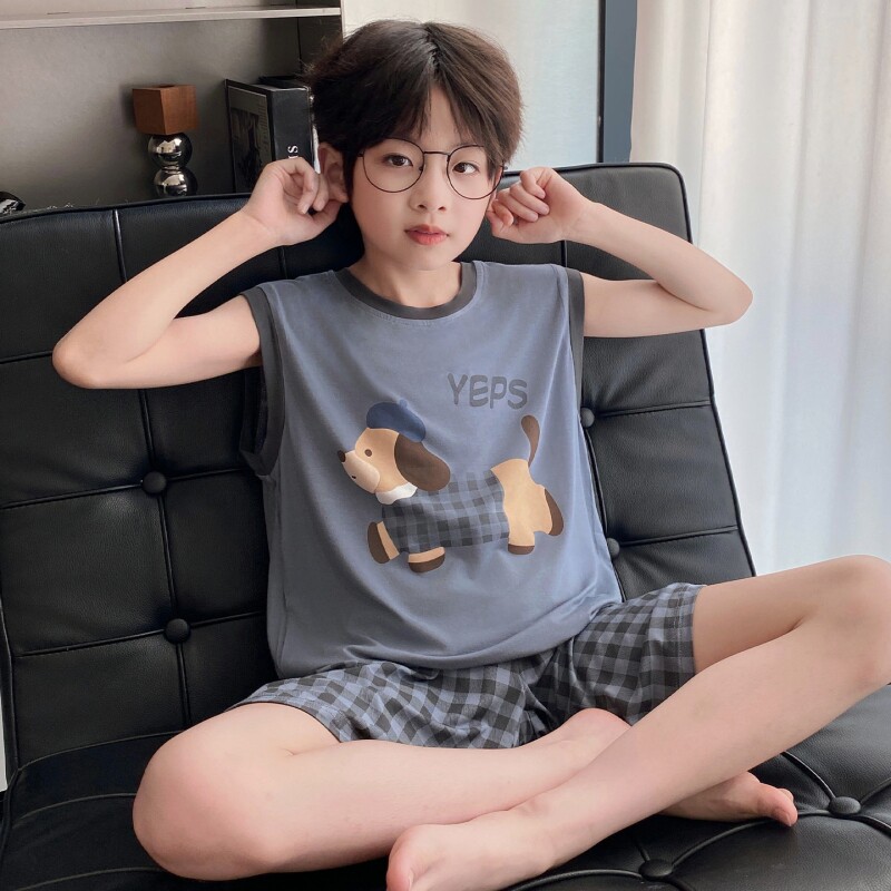 儿童睡衣夏季莫代尔薄款背心男童图片
