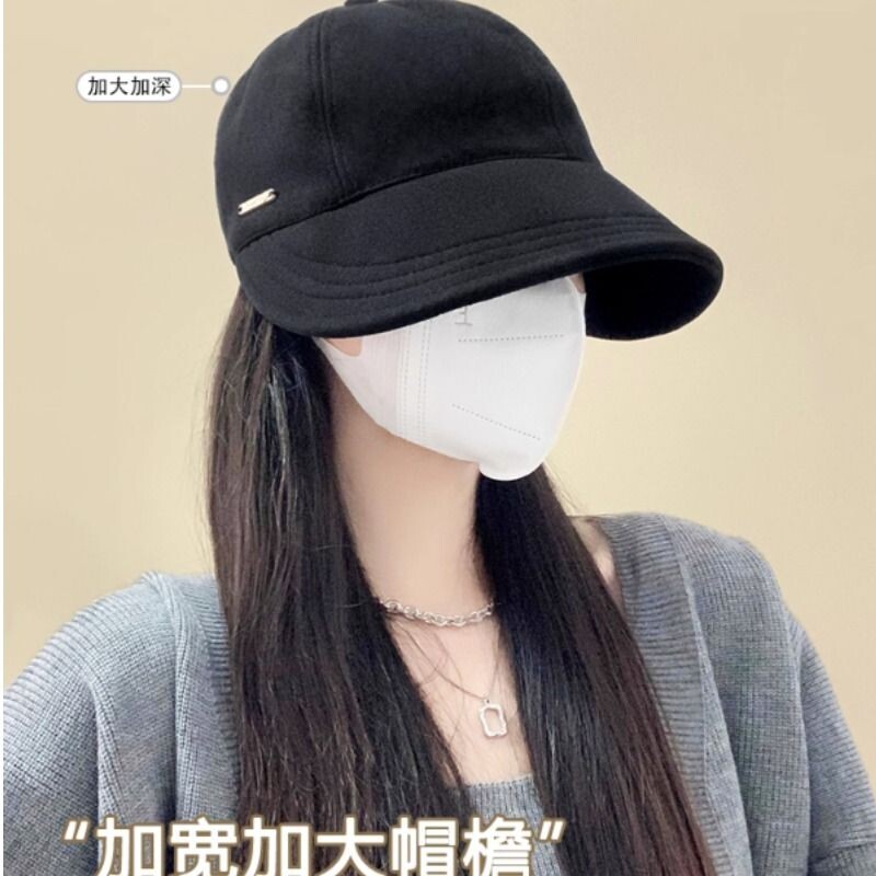 遮阳鸭舌帽子女春夏渔夫帽明星同款防晒帽帽檐薄款宽檐黑色白色
