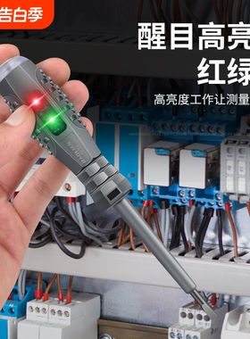 电工家用多功能测试电笔十字一字LED断点检测包胶检验带磁螺丝刀