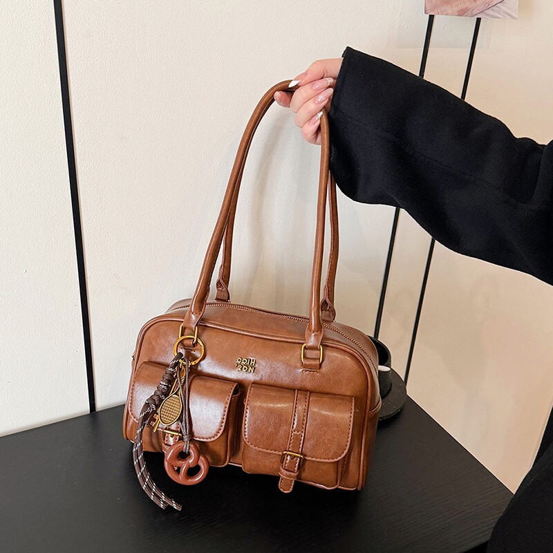韩系复古单肩包2025秋冬新款时尚潮流休闲手提包洋气通勤百搭女包