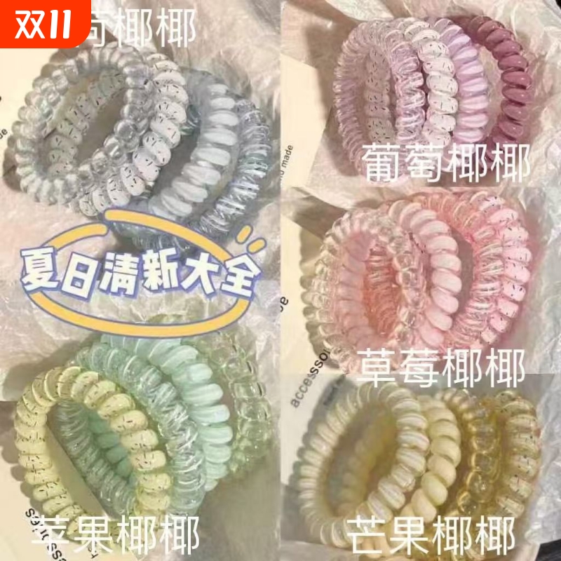加粗无痕电话线发圈韩版百搭头绳简约时尚彩色耐用皮筋线圈头饰