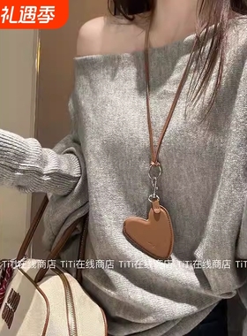 百搭皮质爱心挂绳小包项链韩系可爱挂脖零钱包迷你包挂件衣服配饰