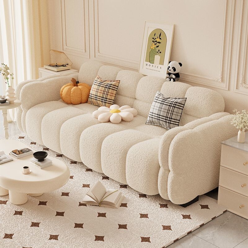 奶油风云朵布艺沙发小户型客厅双人三人卧室出租房家用懒人小沙发