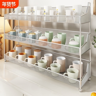 桌面置物架杯子收纳架子餐桌台面工位水杯架台面分成开放式储物架