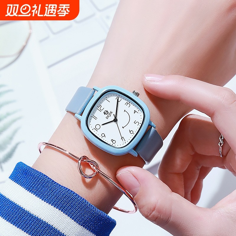 【NEW】儿童手表女孩方形小众设计小学生初高中生女童只看时间静