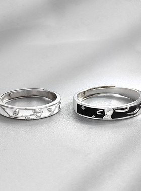 小王子与玫瑰花情侣戒指S999纯银对戒小众设计款生日礼物送男女友