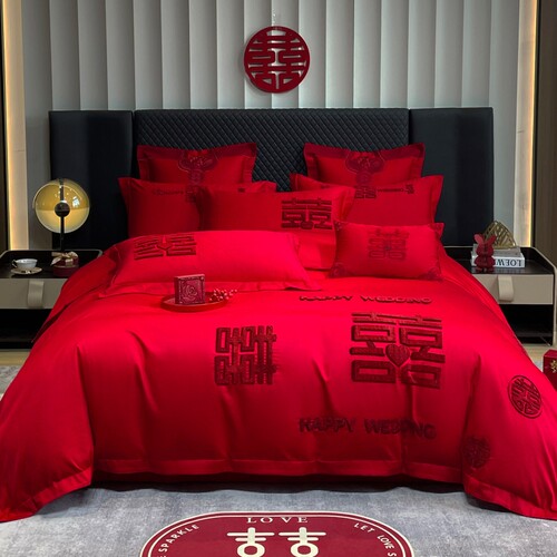 新中式双喜刺绣婚庆四件套