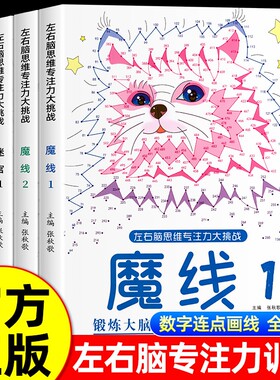 抖音同款专注力训练左右脑开发思维训练书迷宫书籍幼儿园小学生2-3一6-7-8-10岁以上儿童益智游戏早教书数字连线画本逻辑魔线数独