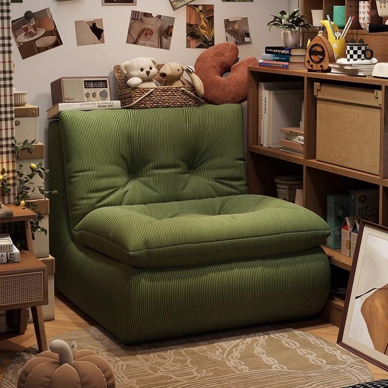 单人懒人沙发家用卧室小沙发阳台休闲客厅灯芯绒沙发椅靠背豆腐