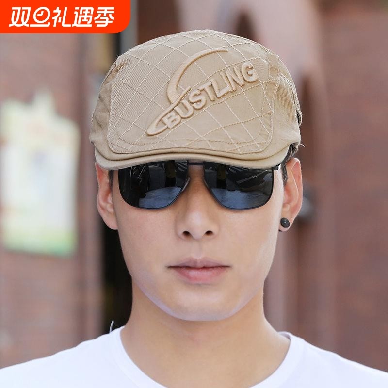 新款帽子男韩版前进帽潮贝雷帽男士鸭舌帽户外遮阳帽防晒画家帽子