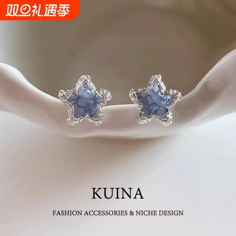 夏日星海超闪蓝色海星耳钉星星耳环2025新款爆款高级耳饰时尚耳钉