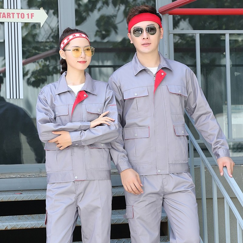 春秋季工作服套装男女耐磨长袖工地厂服建筑汽修劳保工装制服上衣