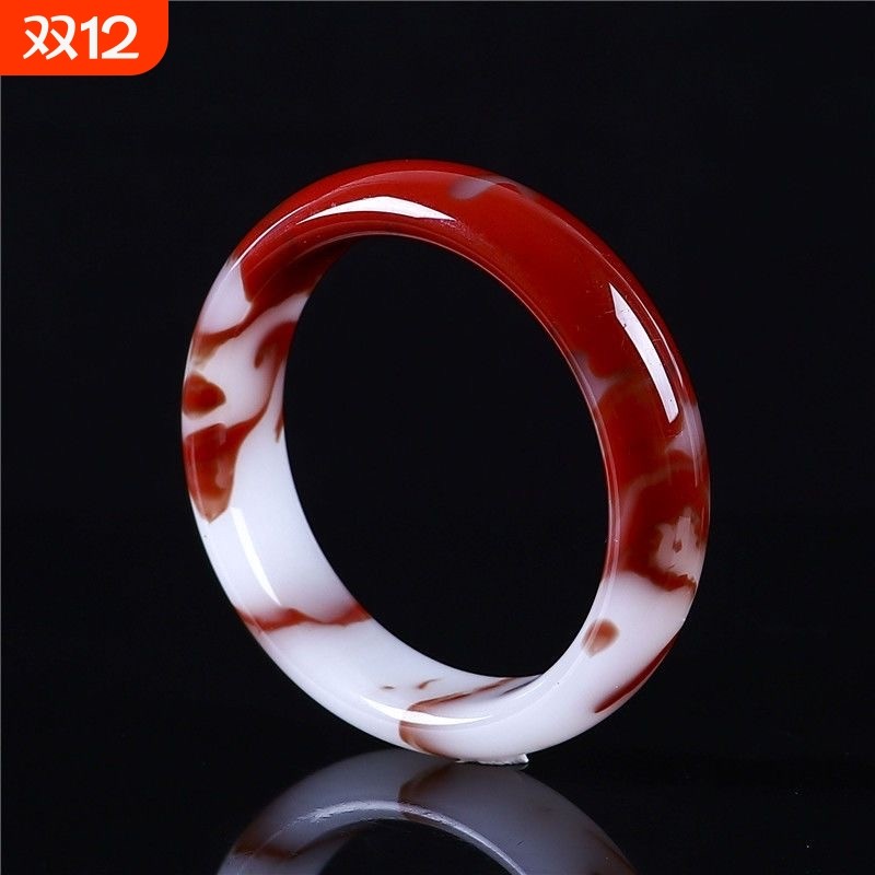 高级感中国风正品琉璃仿新疆鸡血玉和田玉石手镯金丝玉玉镯子