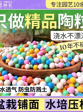 保湿彩色陶粒养花专用水培铺面彩陶颗粒透气多肉彩石吸水盆栽防虫