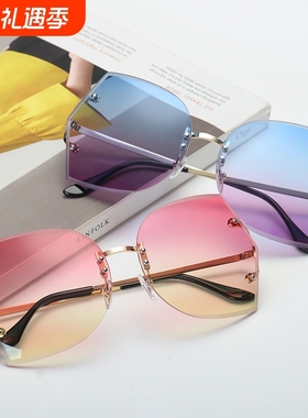 新款切边不规则太阳镜 个性男时尚女炫目海洋片太阳镜AB261