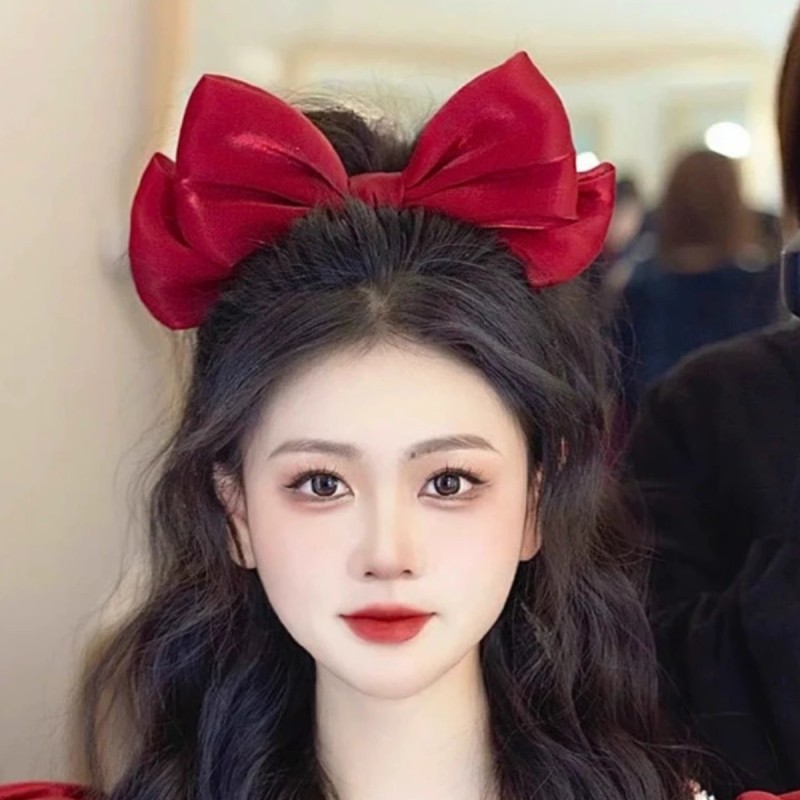 酒红色蝴蝶结发夹超仙发饰网红后脑勺新娘敬酒服顶夹复古跟妆发饰