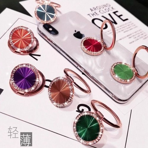 手机指环扣支架奢华镶钻女款网红创意螺纹手O指扣贴懒人桌面多功