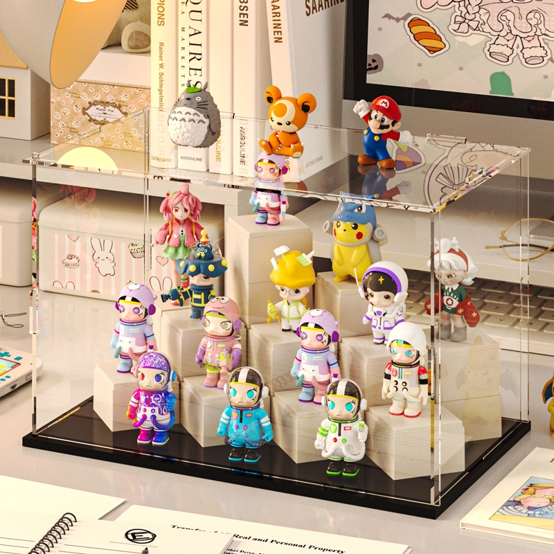 盲盒收纳展示架亚克力泡泡玛特防尘展示盒适用透明手办积木展示柜