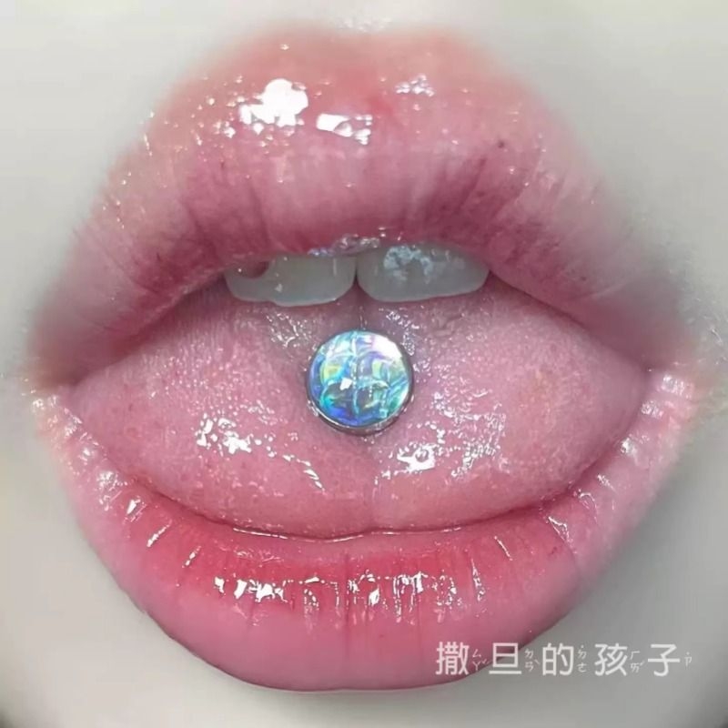 撒旦的孩子 波光款 舌钉外螺纹爆闪钛钢美人鱼舌环舌头钉穿刺穿孔
