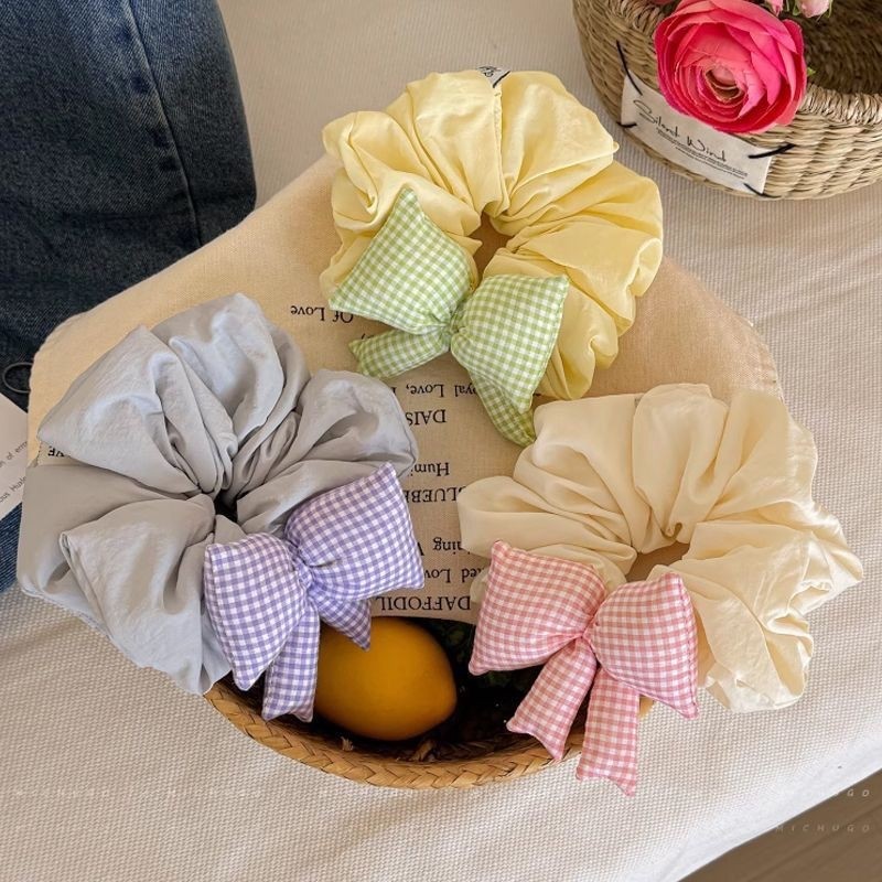 新款韩ins奶油色蝴蝶结发圈大肠发圈甜美小清新日常百搭发绳发饰