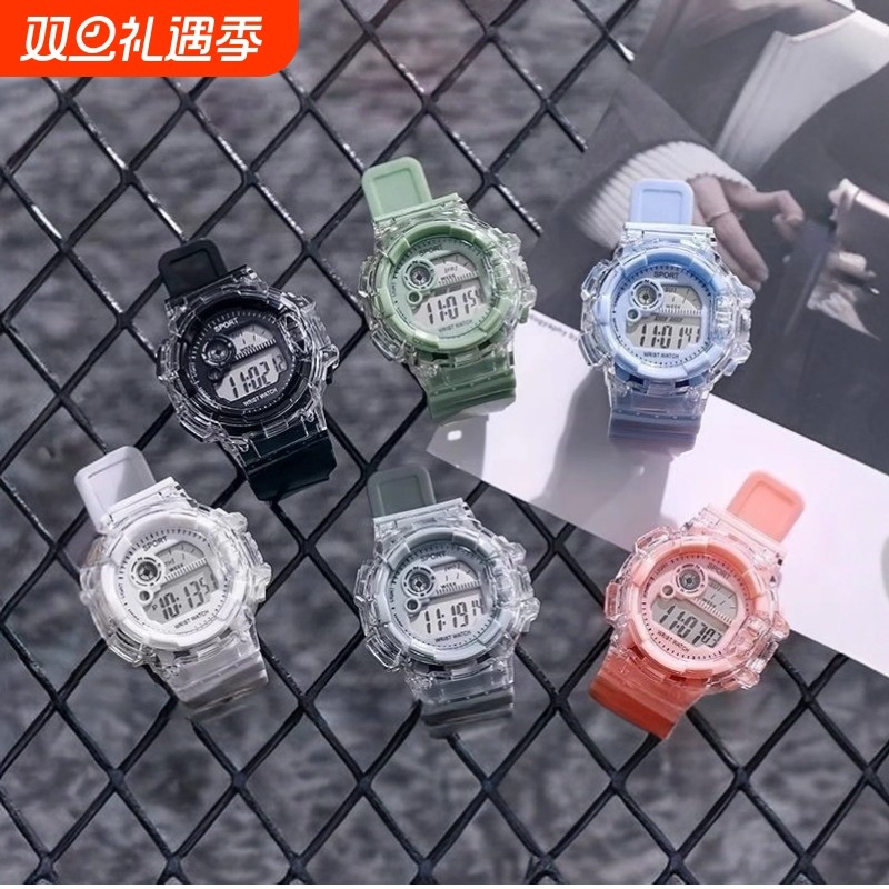 手表女款学生ins小众高颜值运动儿童男生电子表智能防水普通夜光