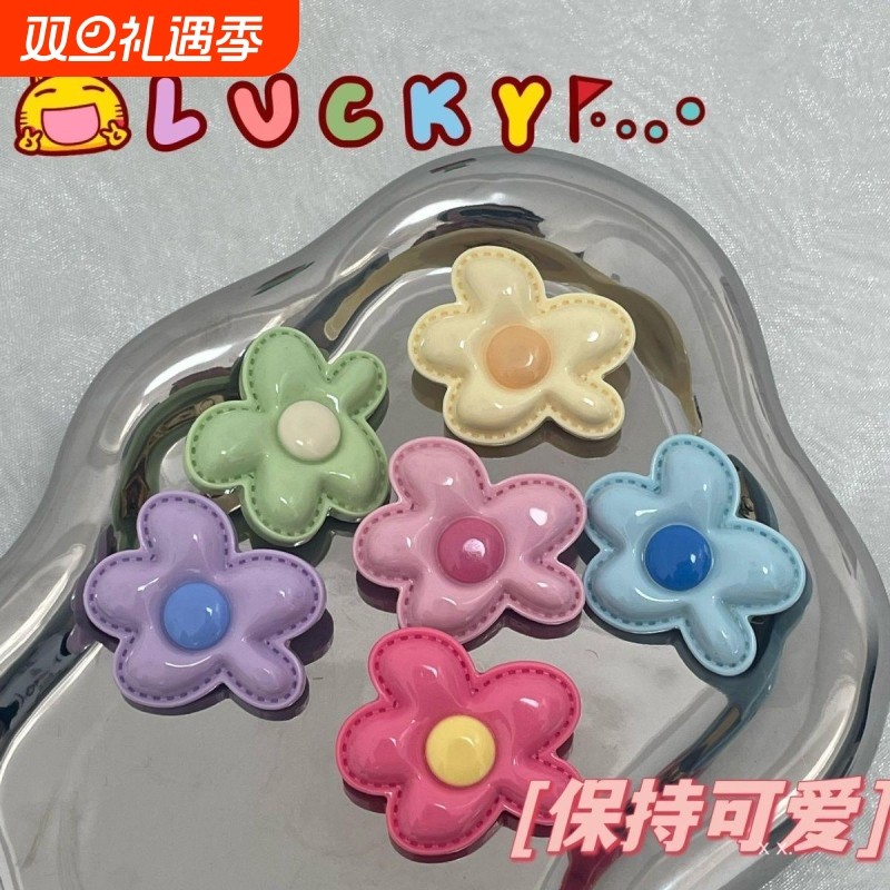 新款糖果色花朵发夹多巴胺配饰边夹ins立体发夹可爱少女心刘海夹