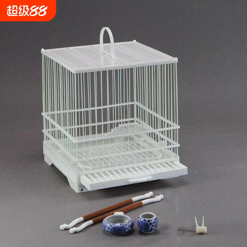 绣眼鸟笼抽屉式塑钢板笼塑料加密鸟笼黄雀玻璃钢方笼洗澡笼秀眼笼