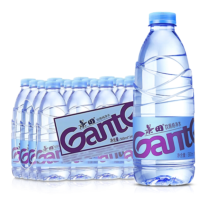 景田饮用纯净水560ml*24瓶整箱瓶装水装非矿泉水家庭用水
