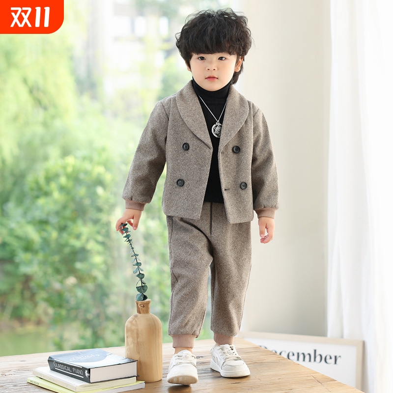 男童西装套装秋冬帅气男孩英伦韩版小西服男宝礼服儿童洋气休闲服