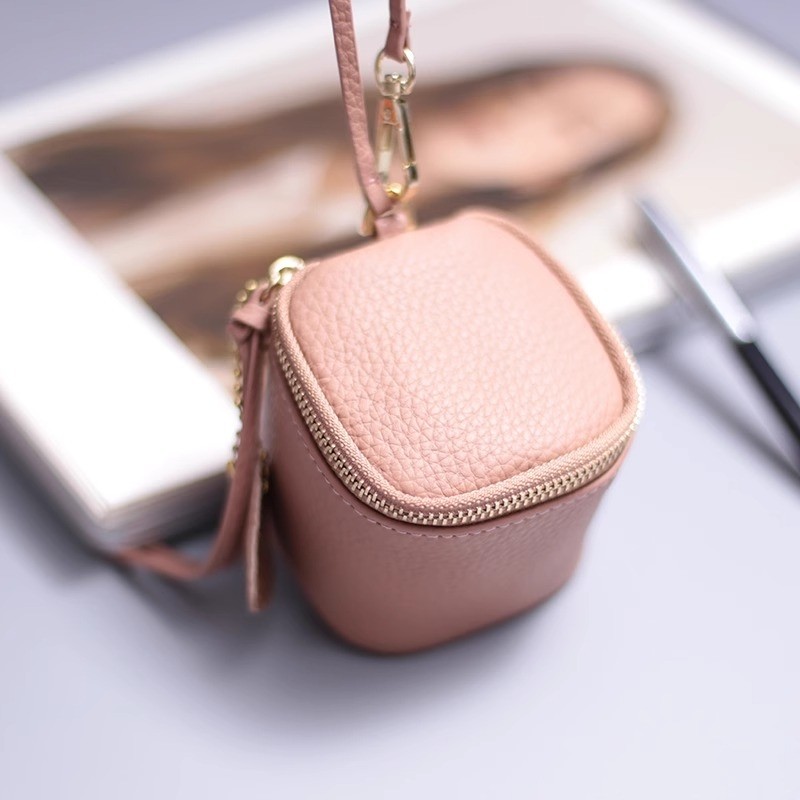 2025新款皮质迷你手拎耳机口红硬币收纳卡包化妆包气垫女式零钱包