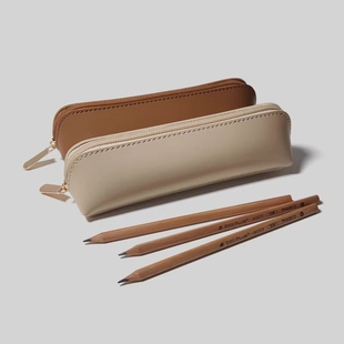 纯色简约pu皮质学生网红文具高中生大容量铅笔笔袋化妆包化妆刷眼线笔收纳袋ins高级感便携防水开学