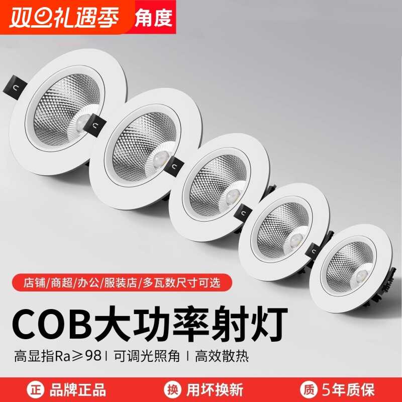 射灯LED天花灯家用嵌入式服装店cob筒灯背景墙孔灯商用聚光牛眼