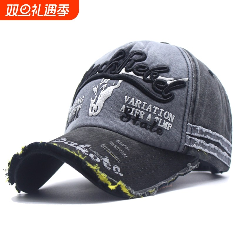 棒球帽子男士复古水洗做旧牛仔鸭舌帽休闲遮阳防晒帽时尚百搭时尚