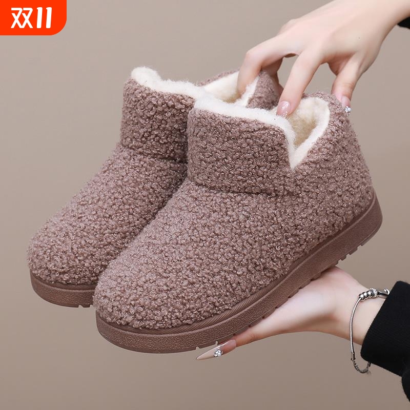 2025冬季新款老北京棉鞋女居家保暖防滑棉拖鞋加绒加厚妈妈雪地靴