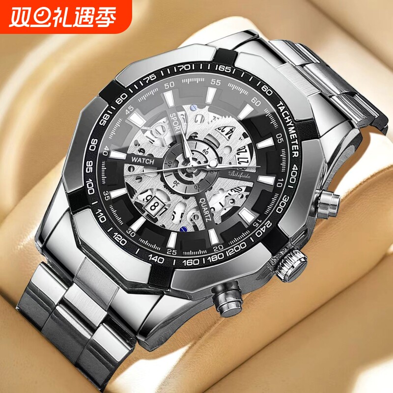 新款镂空石英手表男超薄经典夜光