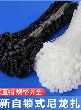 尼龙扎带塑料拉紧器强力束线带扎线带固定捆绑束缚带黑白色