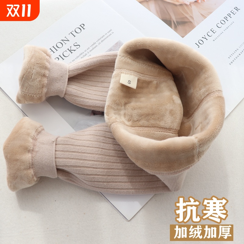 宝宝打底裤秋冬加绒婴儿保暖裤大屁股一岁男女童裤子冬装厚灰色