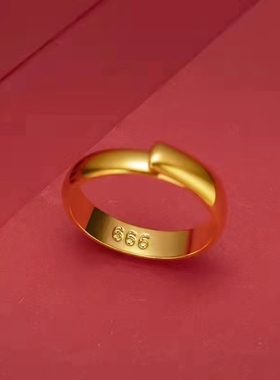 古法泥鳅背光面开口金色戒指