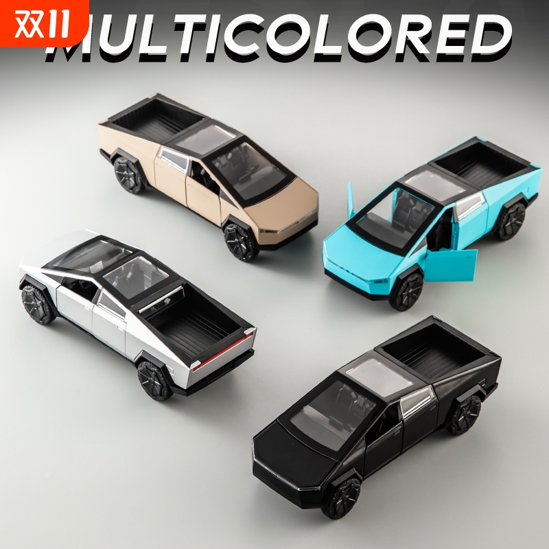 132合金特斯拉皮卡模型声光回力