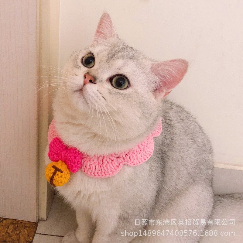 手工编织宠物饰品猫咪铃铛假领项圈英短美短布偶小型犬